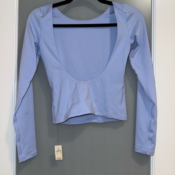 OFFLINE by AERIE Butter Soft Periwinkle Long Sleeve Backless Top - Picture 2 of 6